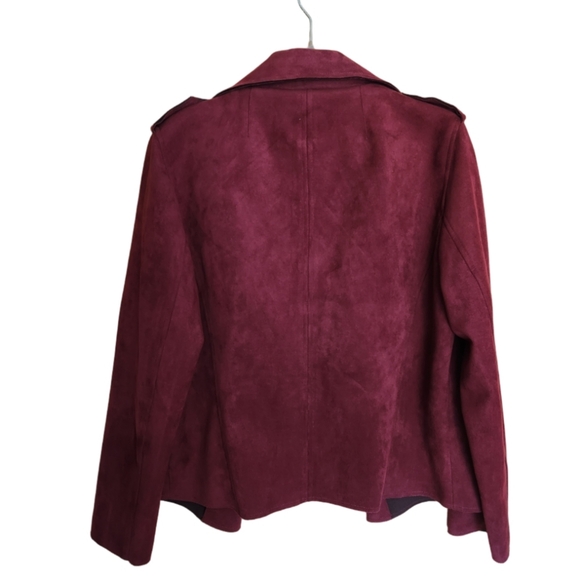 KUT FROM THE KLOTH JACEE DRAPED MOTO JACKET BURGANDY SIZE LARGE EUC - Picture 3 of 7